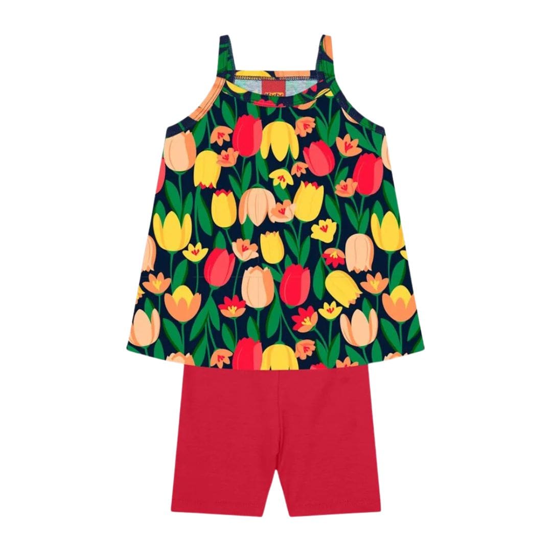 Conjunto Infantil Ciclista Estampado Menina Kyly