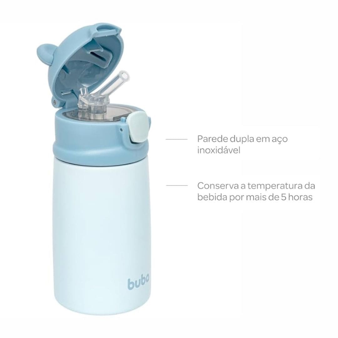 Copo Térmico Parede Dupla Ursinho Buba Azul - Imagem 3