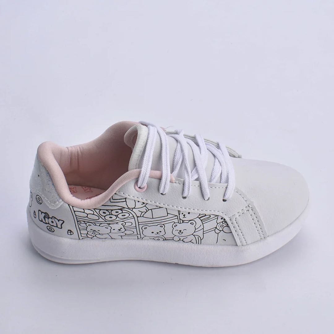 Tênis Kidy Hype Goods Menina Branco Rosa